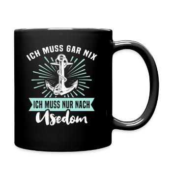 Usedom Souvenir Ostsee Sprüche - Tasse einfarbig - Schwarz - Rechts