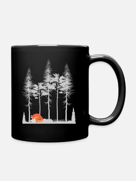 Süßer Fuchs im Wald Retro Muster Vintage Baum Wald - Tasse einfarbig - Schwarz