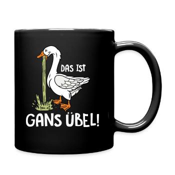 Gans übel - Tasse einfarbig - Schwarz - Rechts