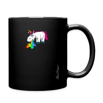 the unicorn is nauseous and poops rainbow - Full Colour Mug - black - Right