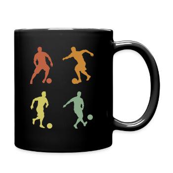 Young Football Player Retro Football Fan - Full Colour Mug - black - Right