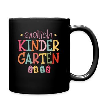 Endlich Kindergarten 2022 Mädchen - Tasse einfarbig - Schwarz - Rechts
