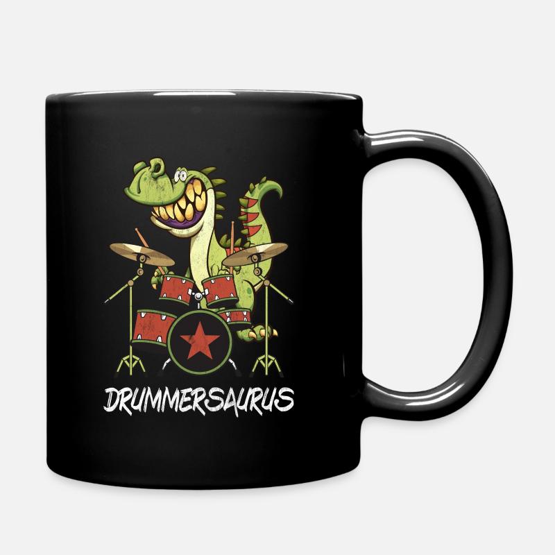 Drummersaurus Drummer TRex Drums Dinosaurs - Full Colour Mug - black