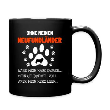 Ich brauche nur meinen Neufundländer - Tasse einfarbig - Schwarz - Rechts
