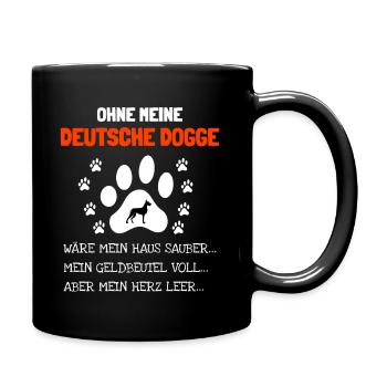 Deutsche Dogge Geschenkidee - Tasse einfarbig - Schwarz - Rechts