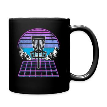 Disc Golf Synthwave 90s Vintage Retrowave Sunset - Full Colour Mug - black - Right