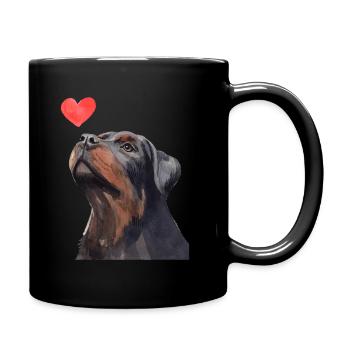 Rottweiler Herz Hund Liebe - Tasse einfarbig - Schwarz - Rechts