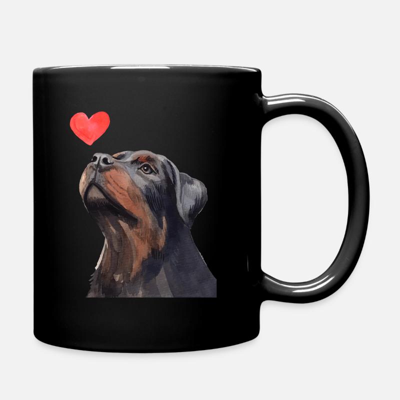 Rottweiler Herz Hund Liebe - Tasse einfarbig - Schwarz