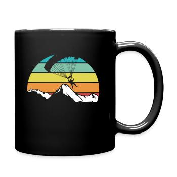 Fallschirm Retro Berg Paragliding - Tasse einfarbig - Schwarz - Rechts