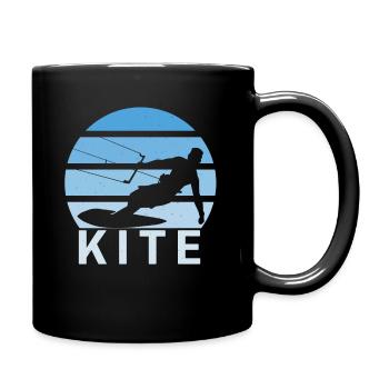 Kite Kiteboarding Surfer Windsurfen Vintage Sunset - Tasse einfarbig - Schwarz - Rechts