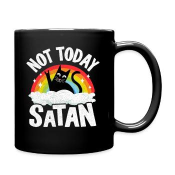 Not Today Satan Funny Heavy Metal - Full Colour Mug - black - Right