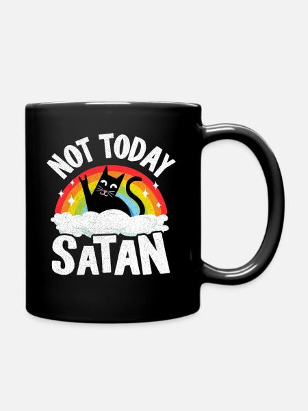 Heavy Metal Katze Regenbogen Retro Death Metal - Tasse einfarbig - Schwarz