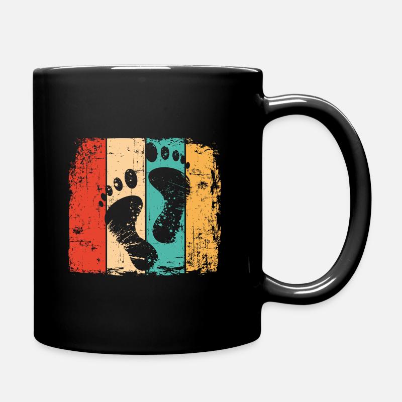 Barfuß Fußababdruck vintage - Tasse einfarbig - Schwarz