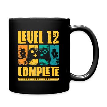 Level 12 Complete Geburtstagsshirt Junge Gamer - Tasse einfarbig - Schwarz - Rechts
