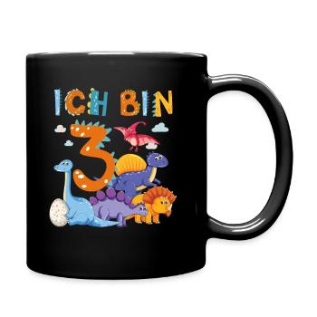 3. Geburtstag Ich Bin 3 Dinosaurier T-Rex Dino - Tasse einfarbig - Schwarz - Rechts