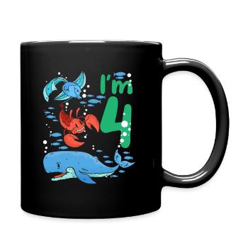 Je suis 4 Enfants Anniversaire Créatures Marines Anniversaire - Mug uni - noir - Droite
