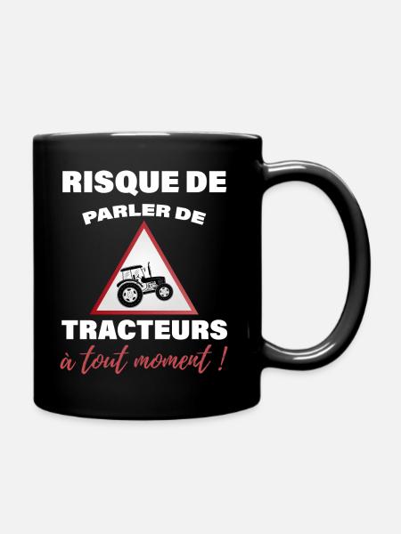 Humour risque de parler de tracteur agriculture - Mug uni - noir