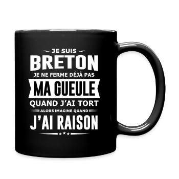 Breton je ne ferme pas ma gueule humour Bretagne - Mug uni - noir - Droite