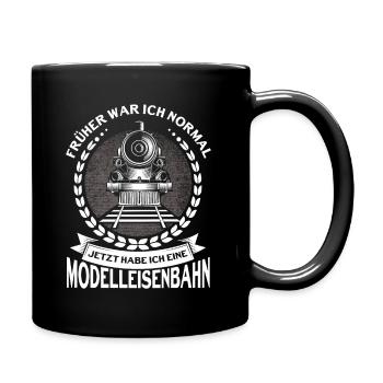 Modellbauer Modellbahn Modelleisenbahn Geschenk - Tasse einfarbig - Schwarz - Rechts