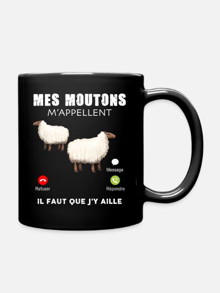 Mes moutons m'appellent il faut que j'y aille - Mug uni - noir