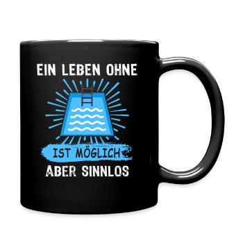 Pool Sprüche Poolbauer Poolbecken Gartenpool - Tasse einfarbig - Schwarz - Rechts