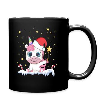 Unicorn Mask Christmas Quarantine Mouthguard - Full Colour Mug - black - Right