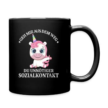 Geh us dem Weg unnötiger Sozialkontakt Einhorn - Tasse einfarbig - Schwarz - Rechts