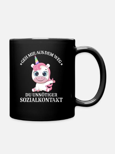 Geh us dem Weg unnötiger Sozialkontakt Einhorn - Tasse einfarbig - Schwarz