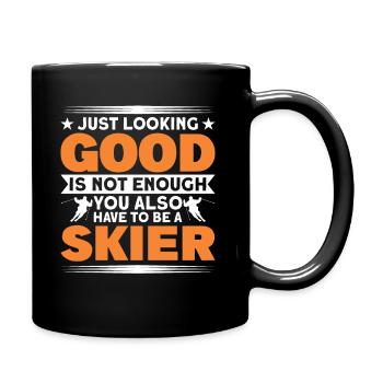 Skifahren Skifahrer Skifahren Geschenk - Tasse einfarbig - Schwarz - Rechts
