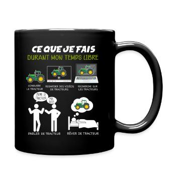 Le Tracteur et mon papa agriculteur - Mug uni - noir - Droite