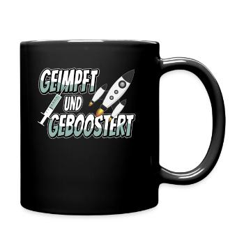 geimpft und geboostert - Booster Impfung - Tasse einfarbig - Schwarz - Rechts