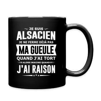 Alsacien je ferme pas ma gueule humour Alsace - Mug uni - noir - Droite