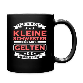 Schwester Kleine Schwester Geschwister Geschenk - Tasse einfarbig - Schwarz - Rechts