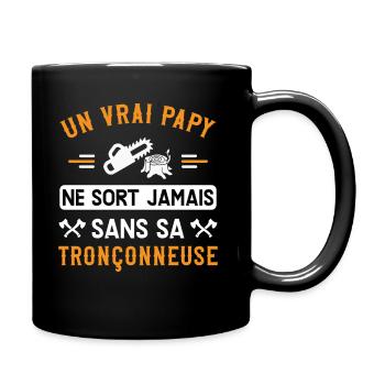 Papy Bûcheron humour métier, bois, idée cadeau - Mug uni - noir - Droite