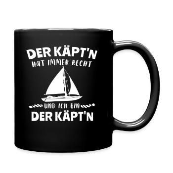 Kapitän Segeln Segelboot Segelschein - Tasse einfarbig - Schwarz - Rechts