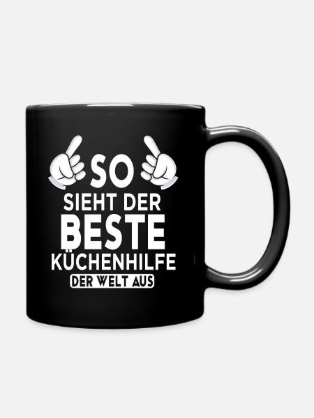 Küchenhilfe Spruch - Tasse einfarbig - Schwarz