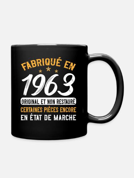 1963 anniversaire année de naissance cadeau humour - Mug uni - noir