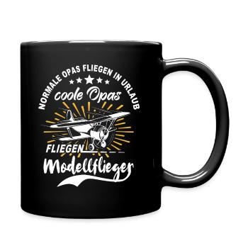 Modellflieger Opa Modellflug Modellfliegen - Tasse einfarbig - Schwarz - Rechts