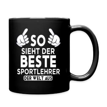 Sportlehrer Spruch - Tasse einfarbig - Schwarz - Rechts