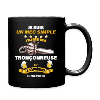 Tronçonneuse. Mec simple tronconneuse et potes - Mug uni - noir - Droite