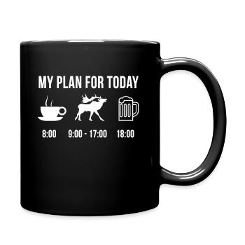 Lustig Karibu Jagen Jäger Jagd My Plan For Today - Tasse einfarbig - Schwarz - Rechts