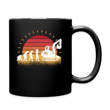 Retro Bagger Baggerfahrer Evolution Baustelle - Tasse einfarbig - Schwarz - Rechts