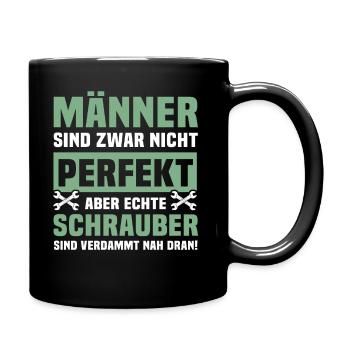 Schrauber Männer Autoschrauber Sprüche - Tasse einfarbig - Schwarz - Rechts