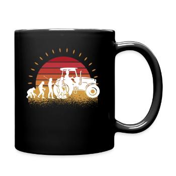 Rétro Tracteur Agriculteur Tracteur Récolte au champ Agriculteur - Mug uni - noir - Droite