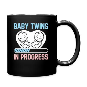 Twins Loading Newborn Boy And Girl Smiling Faces - - Tasse einfarbig - Schwarz - Rechts