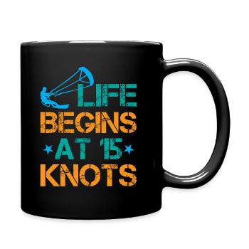 La vie commence à 15 nœuds - Kitesurf - Mug uni - noir - Droite