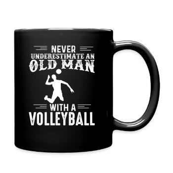 Vieil homme avec volley-ball - Mug uni - noir - Droite