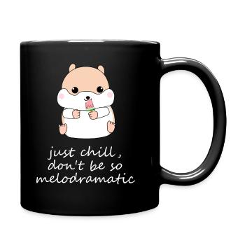 lustiger Hamster mit einem Meloneneis - Tasse einfarbig - Schwarz - Rechts