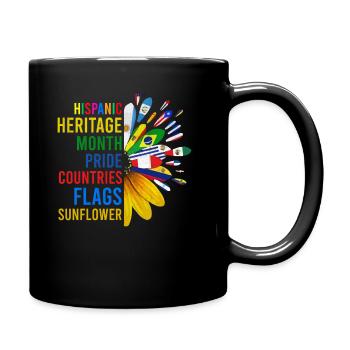 Hispanic Heritage Month Pride Countries Flags Sunf - Tasse einfarbig - Schwarz - Rechts
