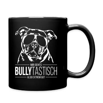 BULLYTASTISCH Old English Bulldog Hundespruch OEB - Tasse einfarbig - Schwarz - Rechts